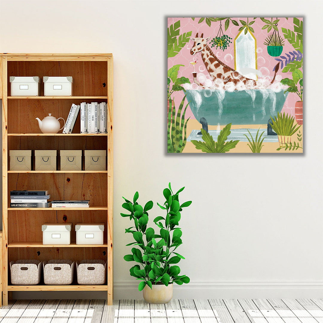 Giraffe in Tub - Canvas Print Wall Art