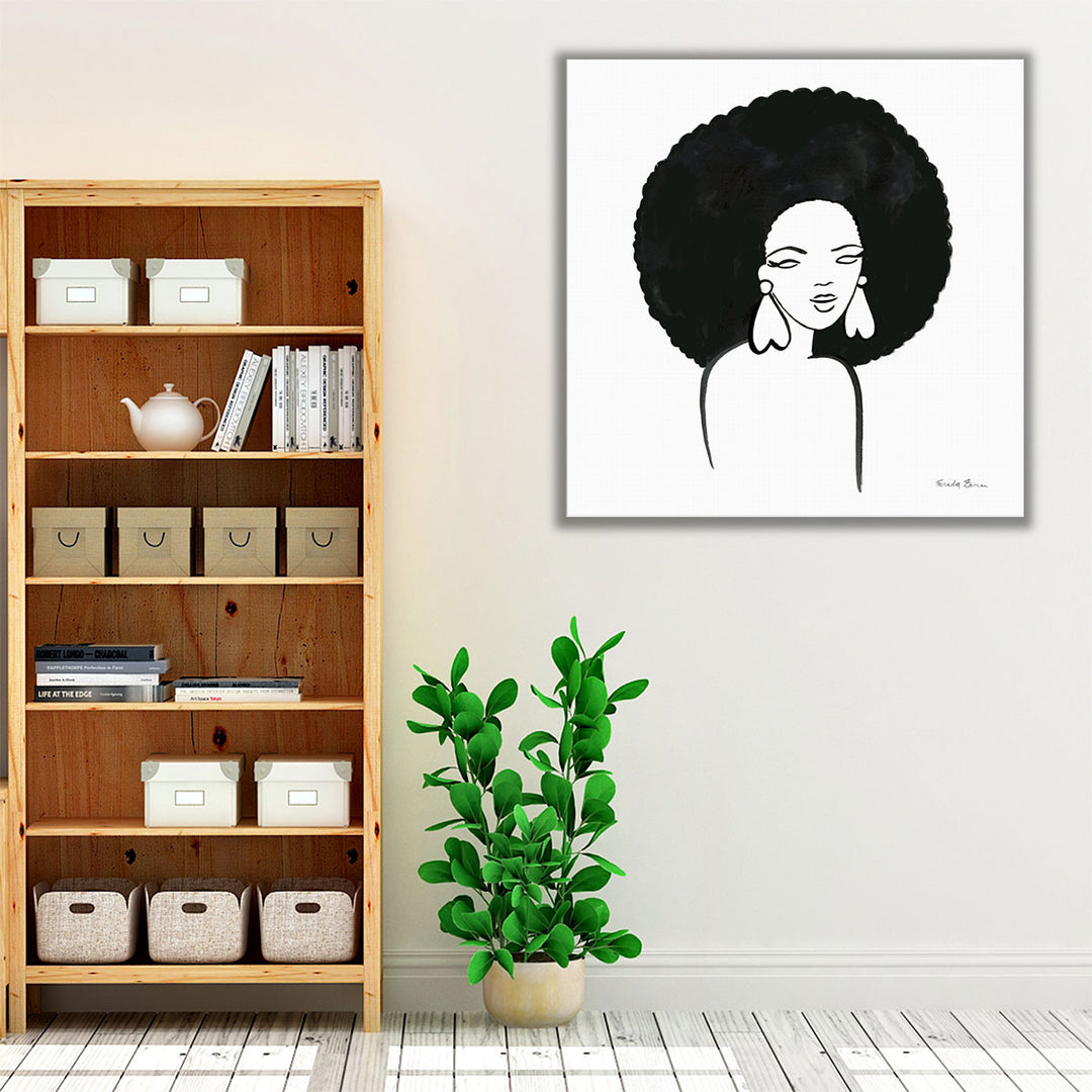 Afro Girl I Black and White - Canvas Print Wall Art