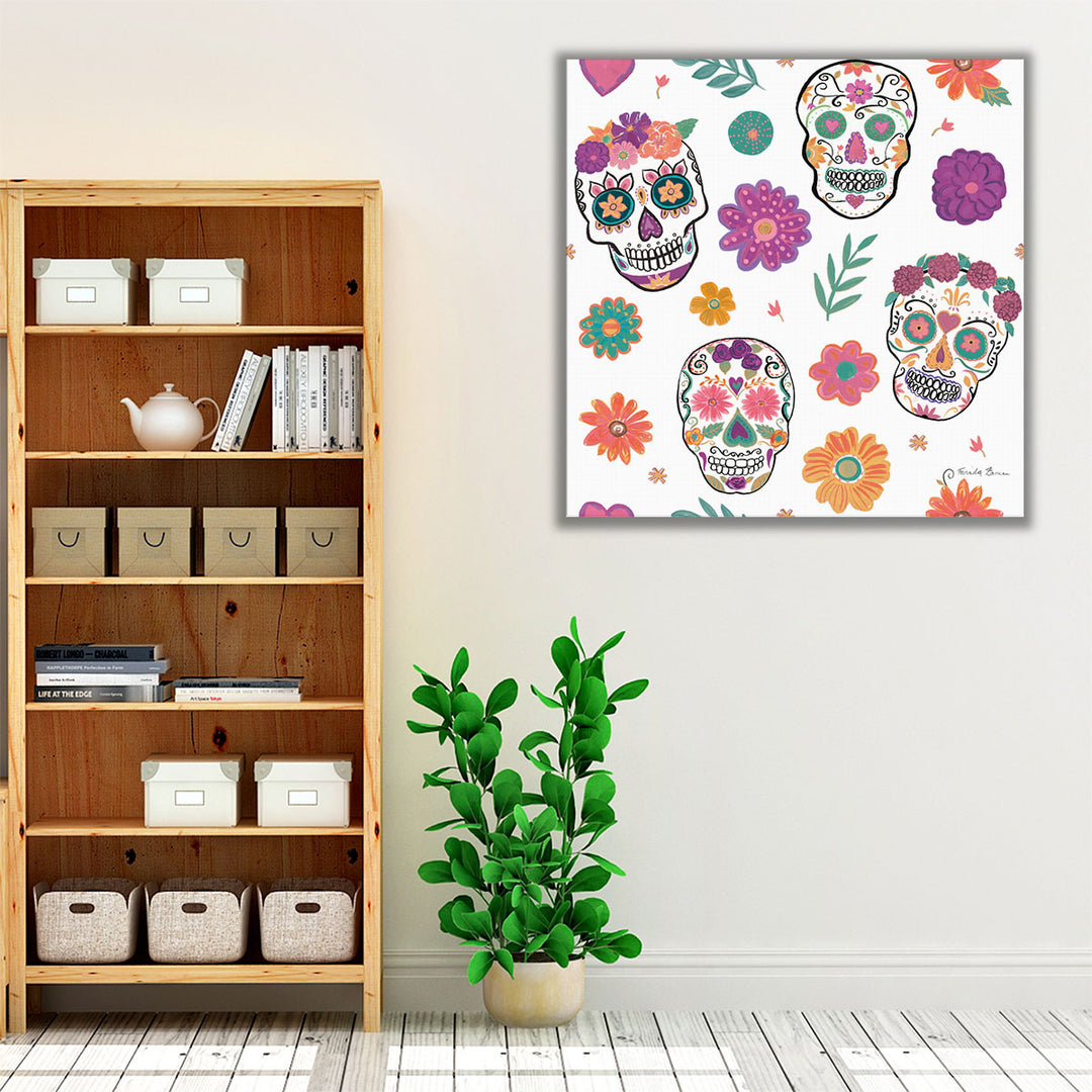 Day of the Dead Pattern IA - Canvas Print Wall Art