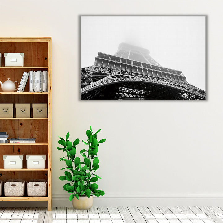 Under Eiffel Misty Day - Canvas Print Wall Art