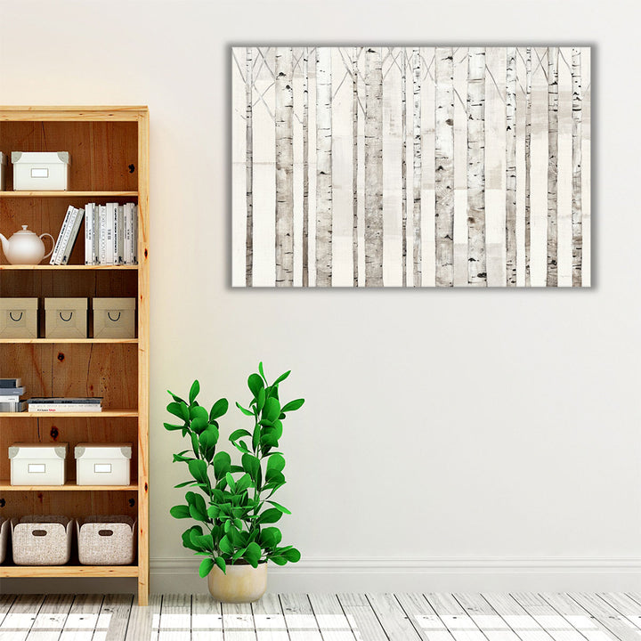 Birch Trees on White - Canvas Print Wall Art