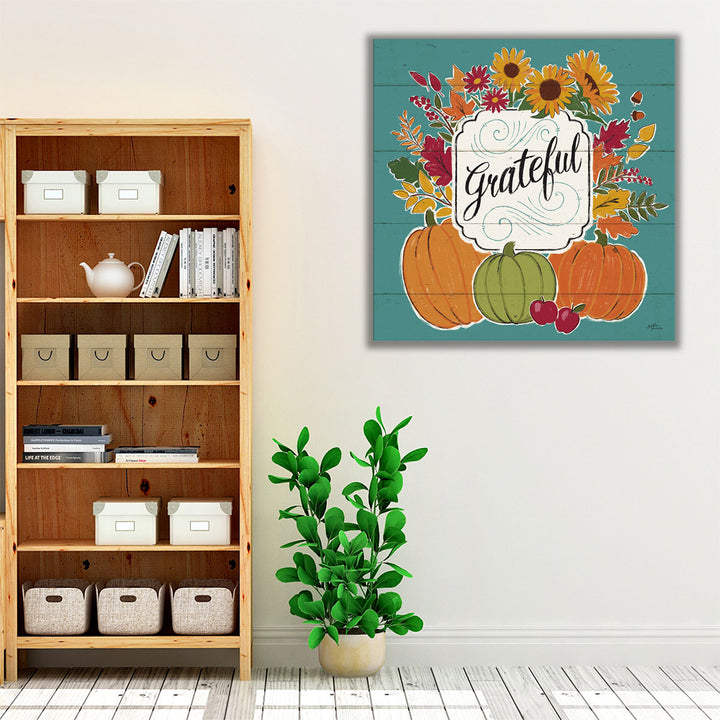 Thankful II Turquoise - Canvas Print Wall Art 