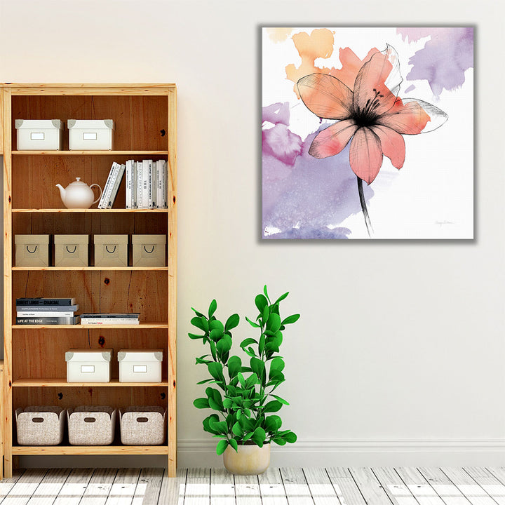 Watercolor Graphite Flower II - Canvas Print Wall Art