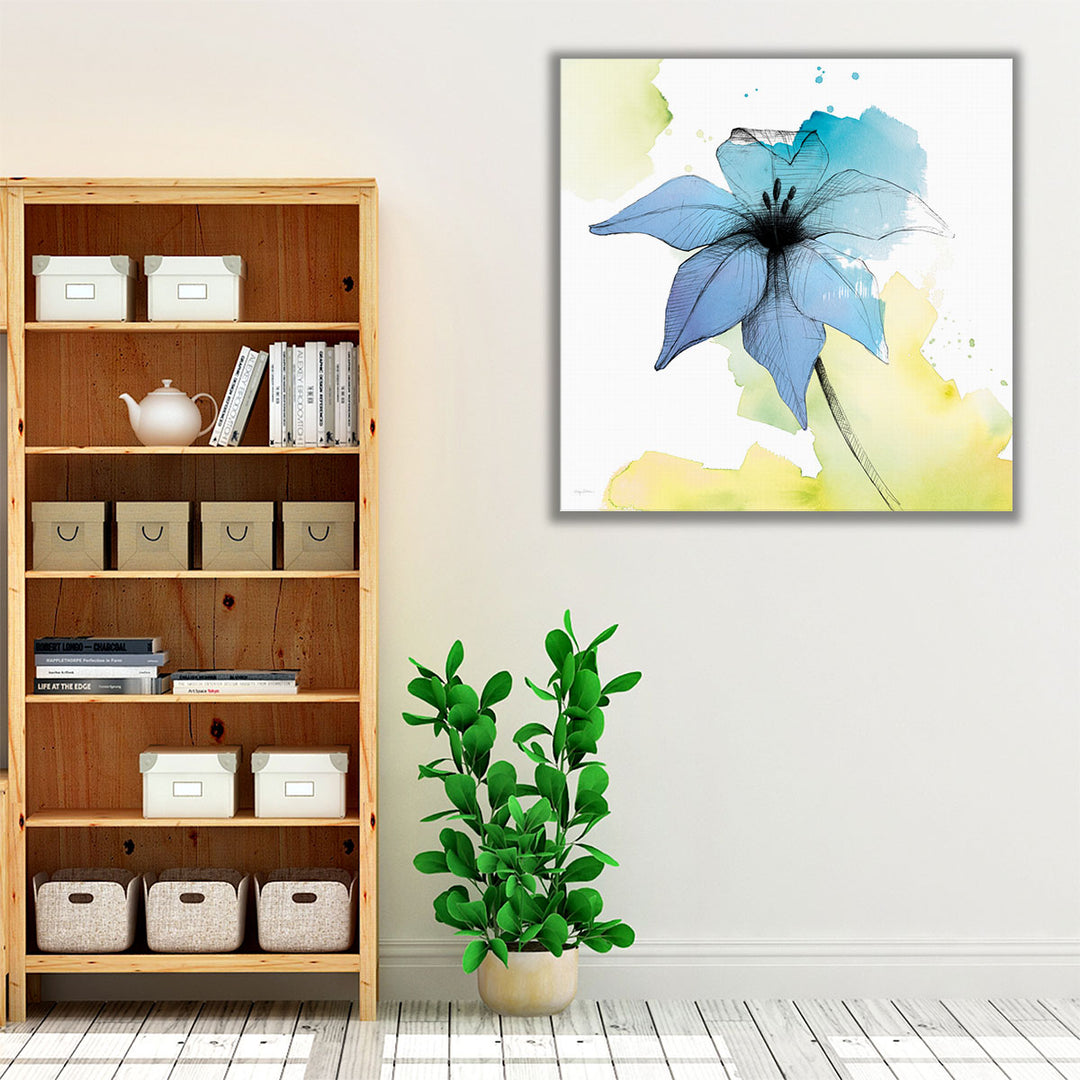 Watercolor Graphite Flower V - Canvas Print Wall Art