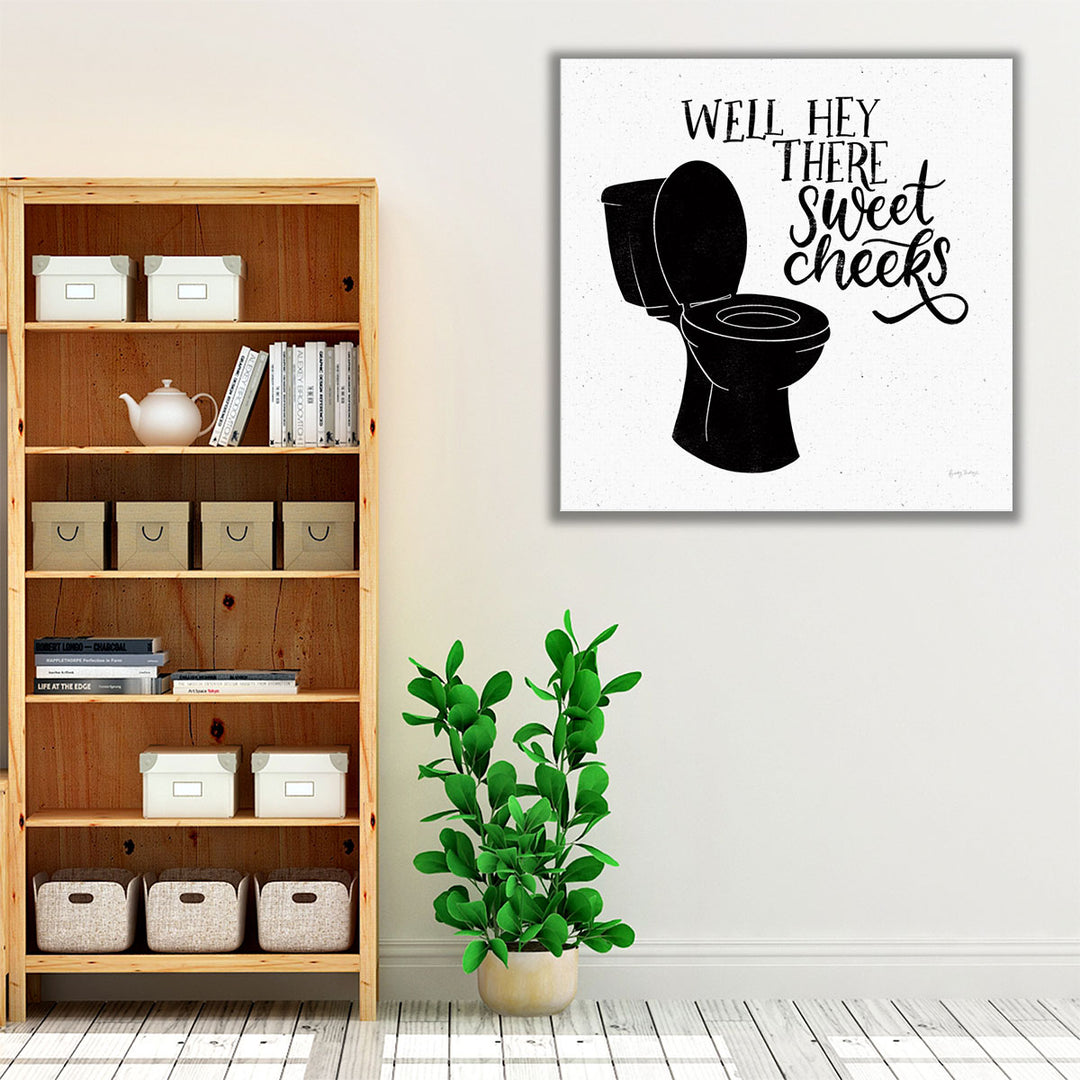 Bathroom Puns III Black and White - Canvas Print Wall Art