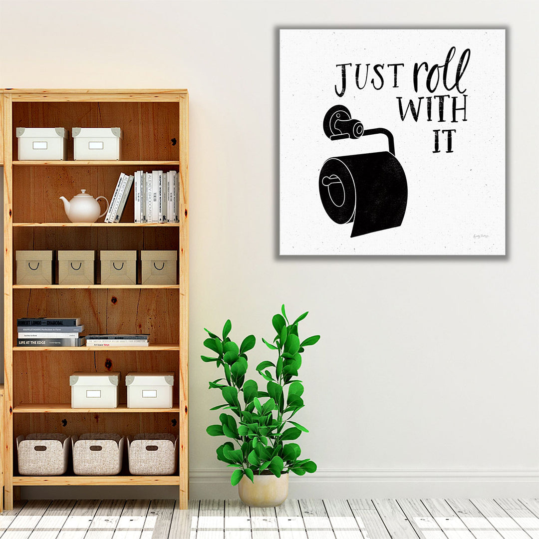 Bathroom Puns V Black and White - Canvas Print Wall Art