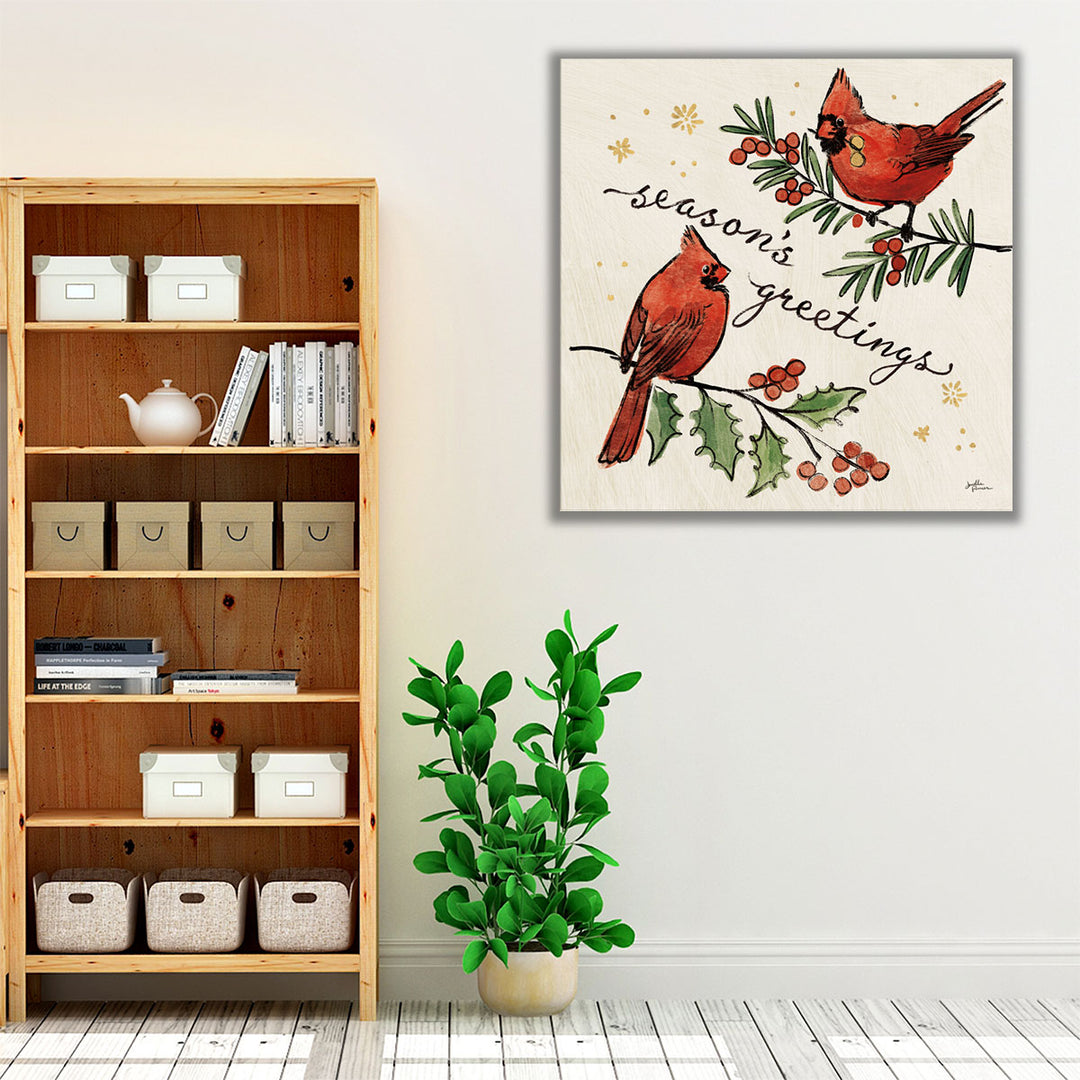 Christmas Lovebirds X - Canvas Print Wall Art