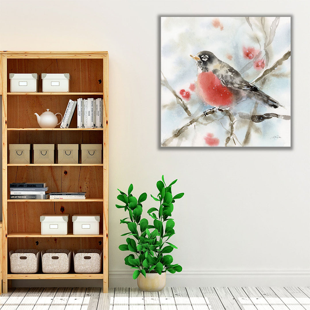 Winter Robin - Canvas Print Wall Art