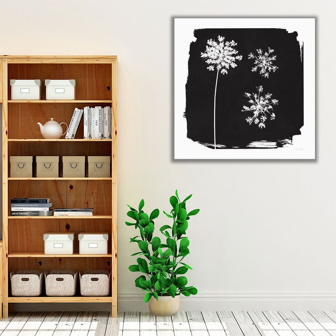 Nature by the Lake Flowers III Black and White - Canvas Print Wall Art