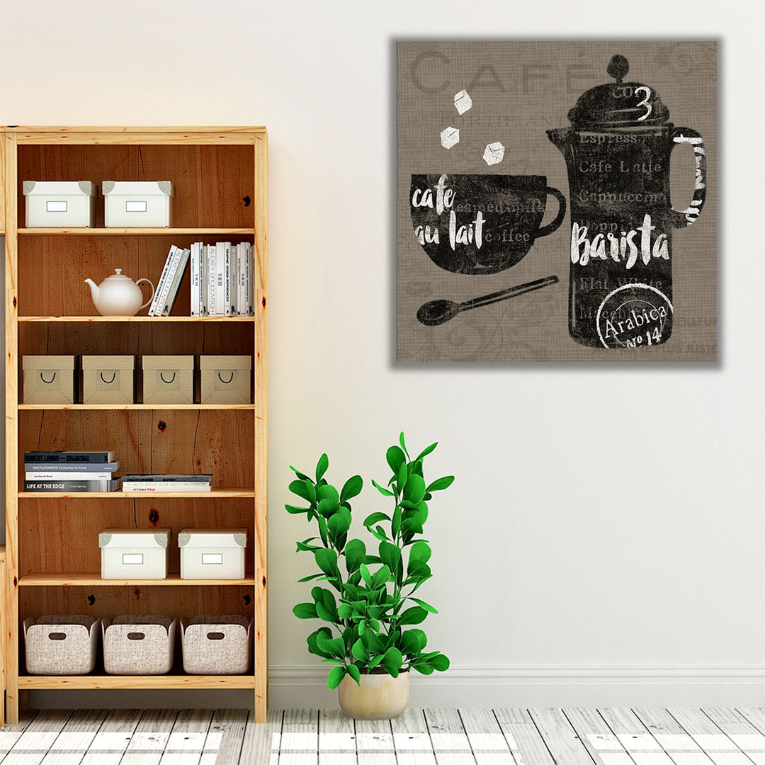 Linen Coffee II Black and White - Canvas Print Wall Art