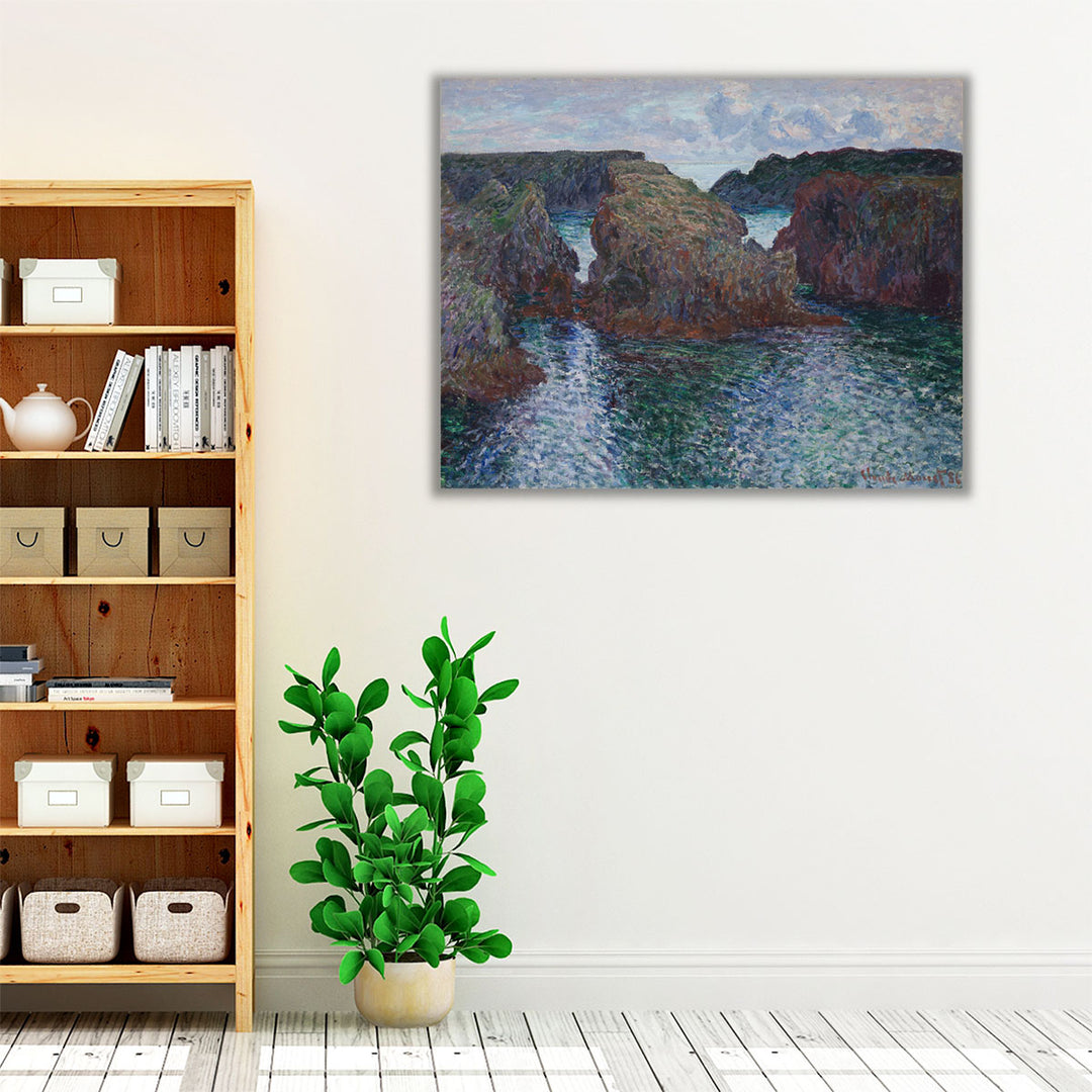 Earth-toned wall art with lake and rugged terrain