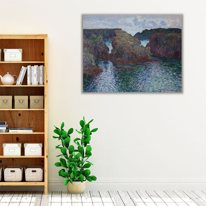 Earth-toned wall art with lake and rugged terrain