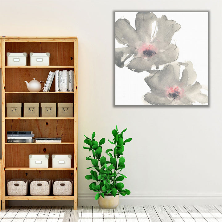 Gray Blush Cosmos I on White - Canvas Print Wall Art