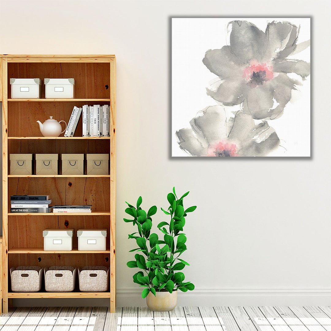 Gray Blush Cosmos II on White - Canvas Print Wall Art