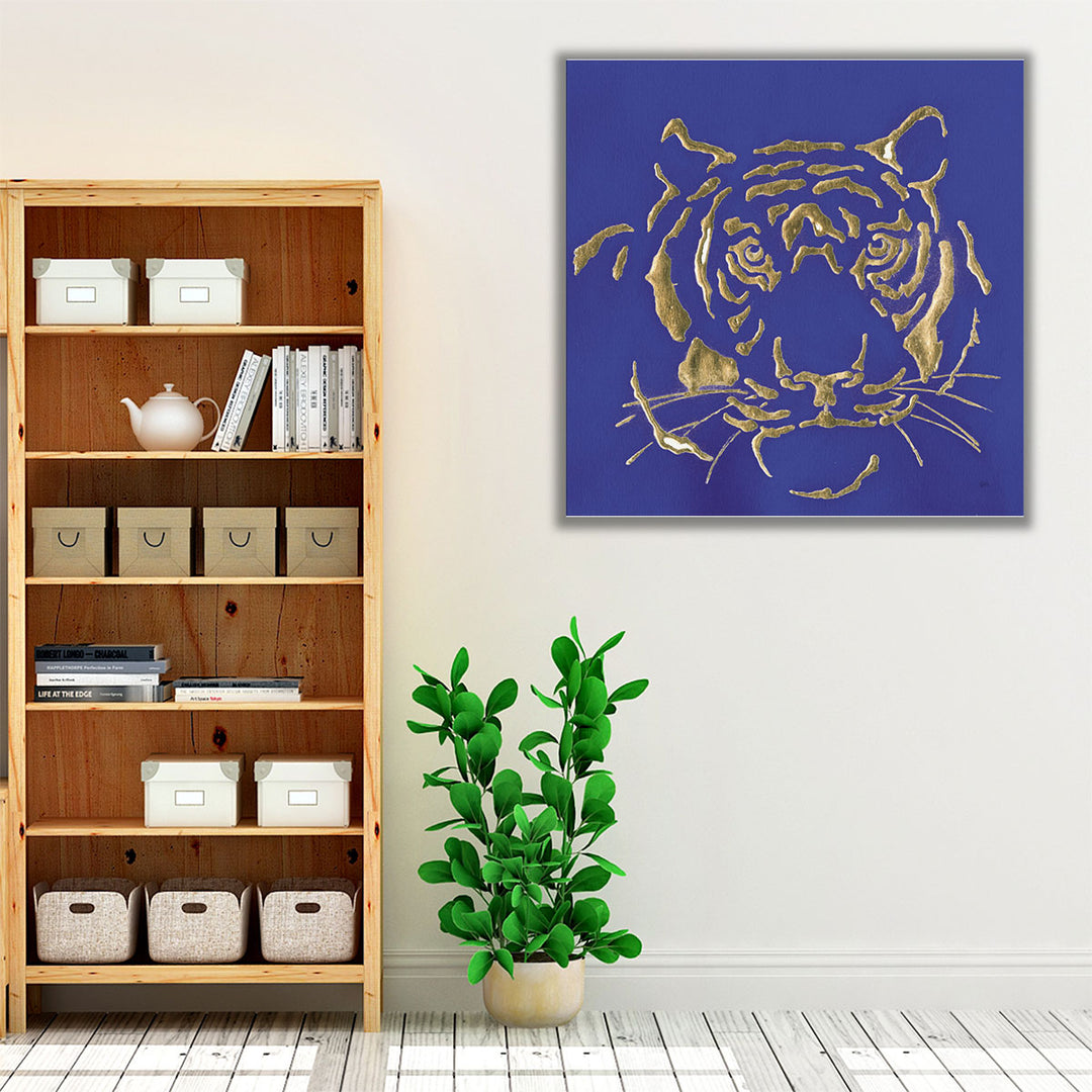 Gilded Tiger Indigo - Canvas Print Wall Art