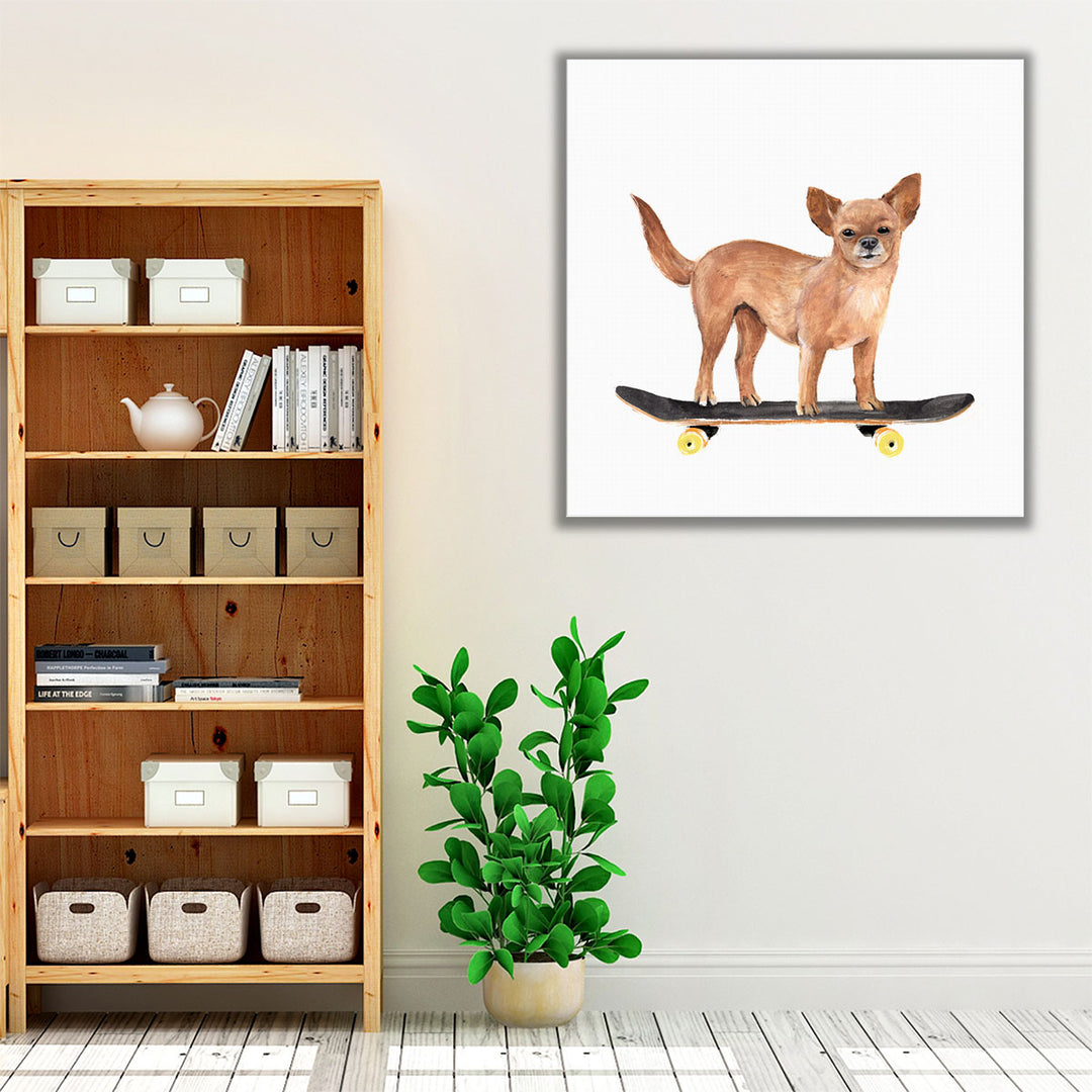 Pups on Wheels I - Canvas Print Wall Art