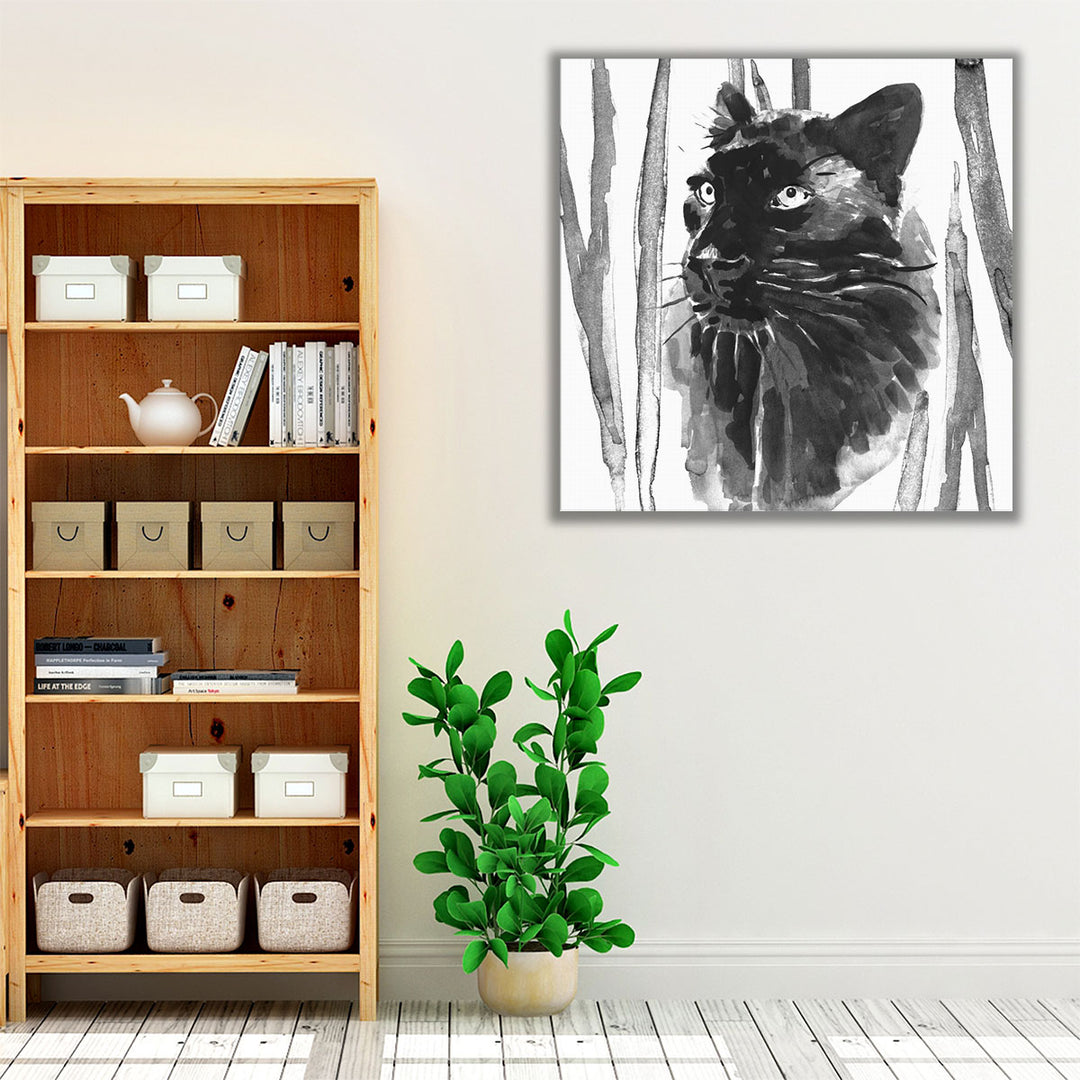 Still Cat I Black and White - Canvas Print Wall Art