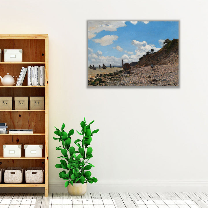 Coastal wall art with blue and brown landscape tones
