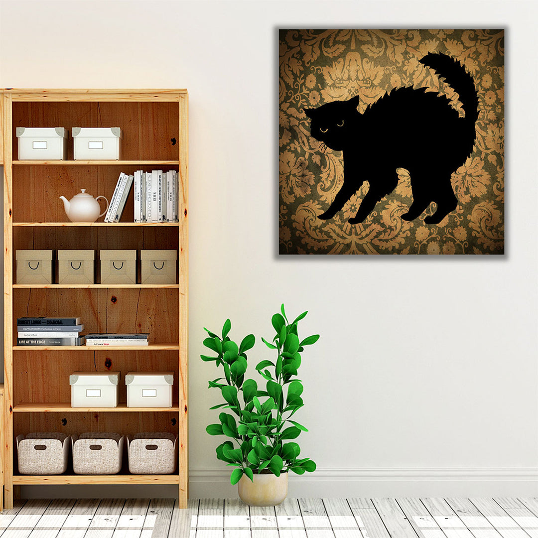 Cat & Damask - Canvas Print Wall Art