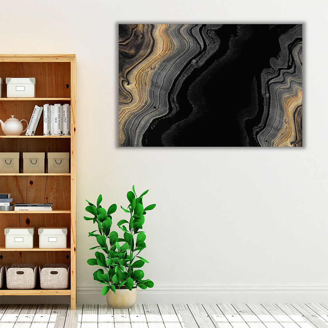 Black Marbled - Canvas Print Wall Art