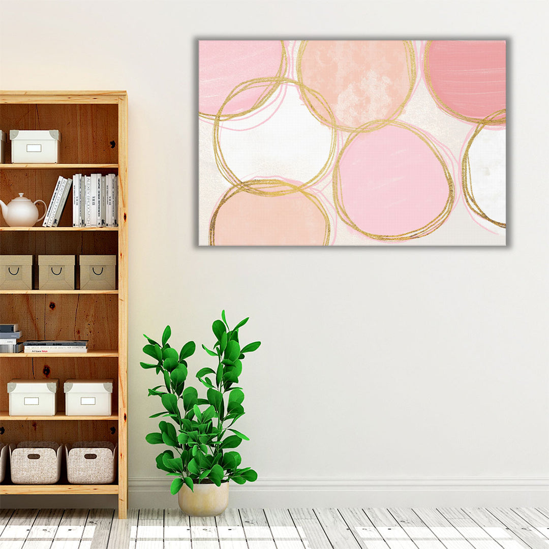 Blush Drawing Circles - Canvas Print Wall Art