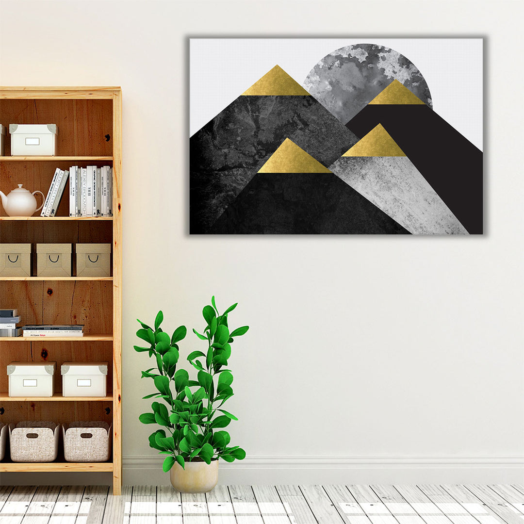 Black and Gold Mountains 2 - Canvas Print Wall Art