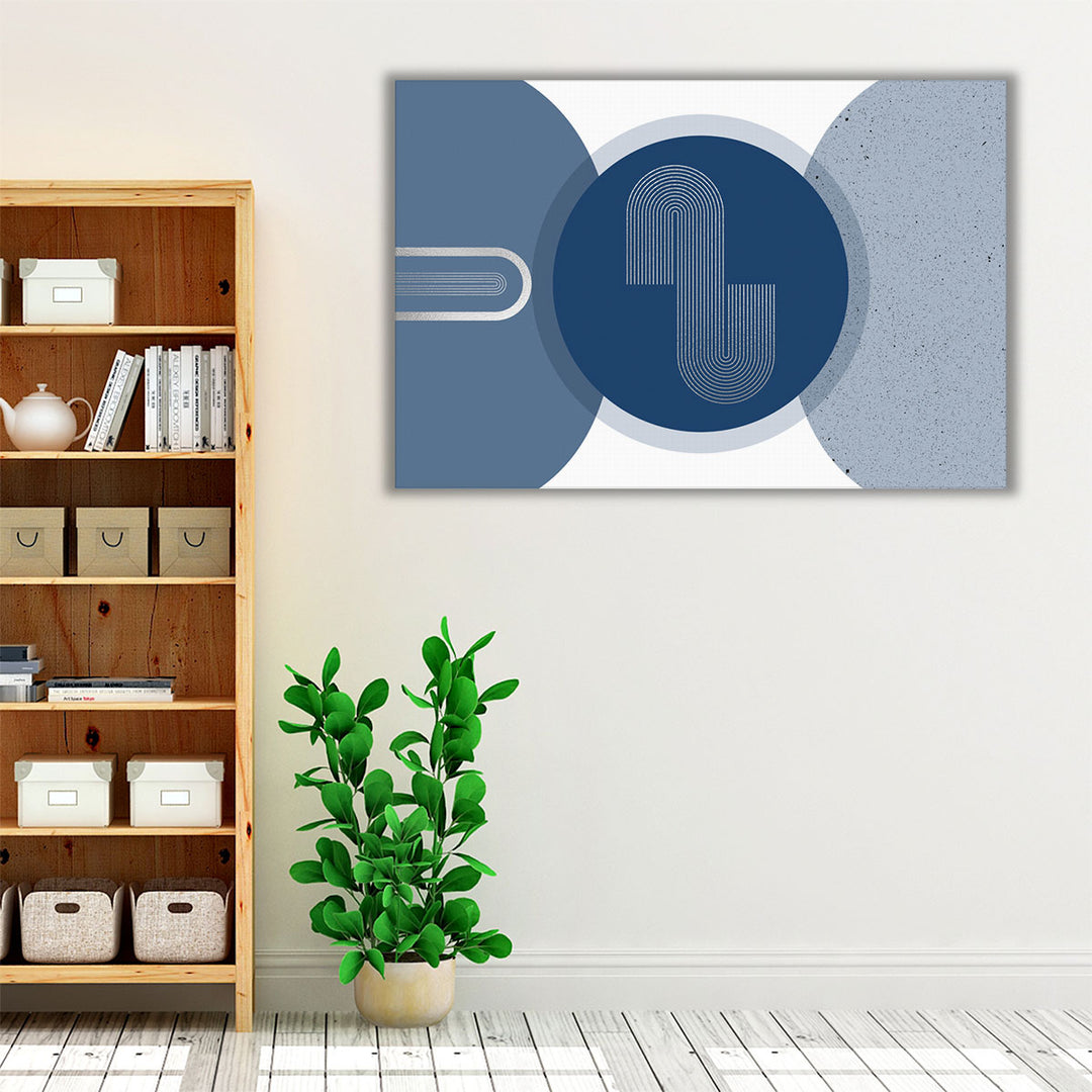 Mid Century Glam Navy Silver 2 - Canvas Print Wall Art