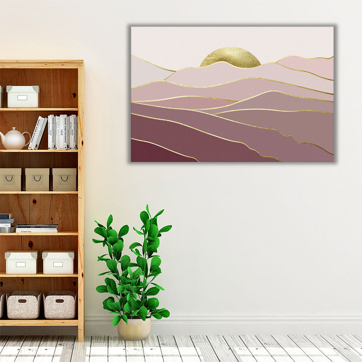 Landscape Pink Gold- Canvas Print Wall Art