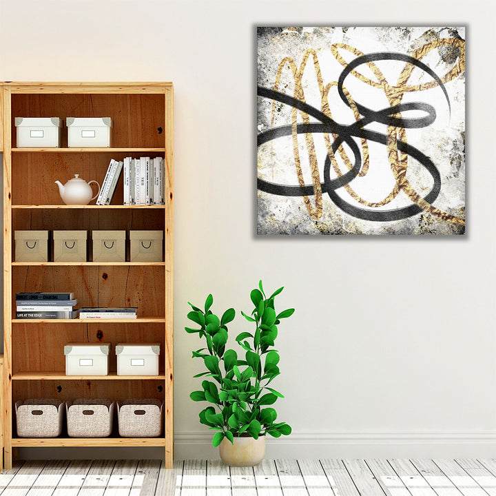 Gold And Black Scribbles 1 - Canvas Print Wall Art