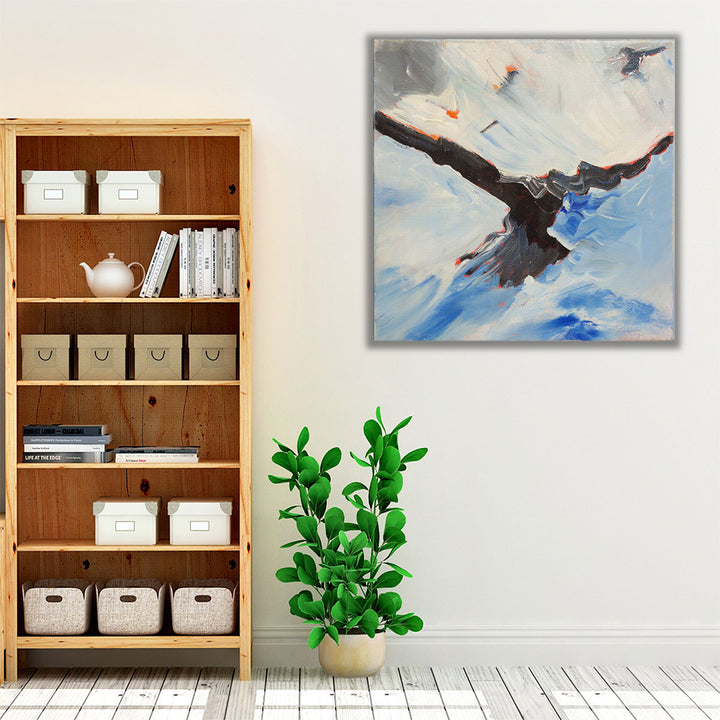 Crow In Flight - Canvas Print Wall Art