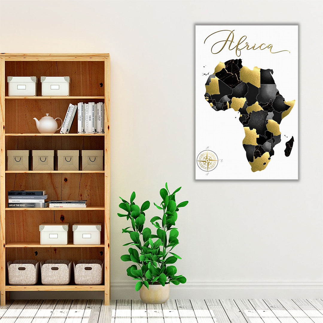 Black Grey Gold Geo - Canvas Print Wall Art