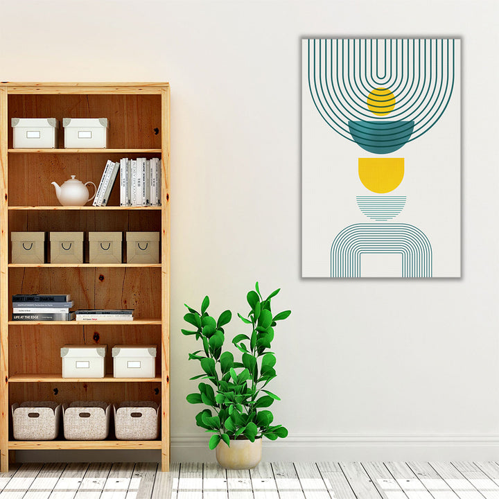 MidCentury Teal Yellow 1 - Canvas Print Wall Art