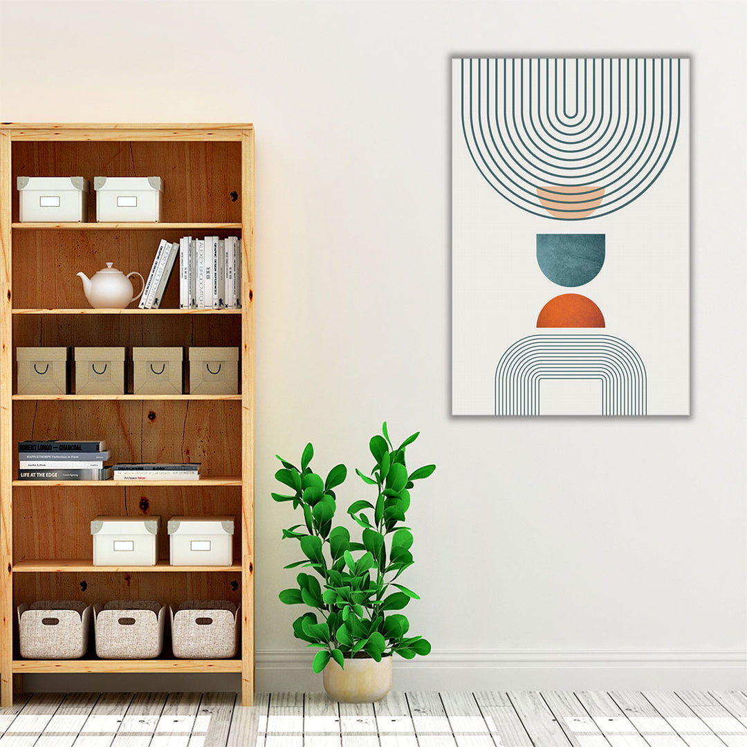 Minimalist MidCentury Orange Teal 1- Canvas Print Wall Art