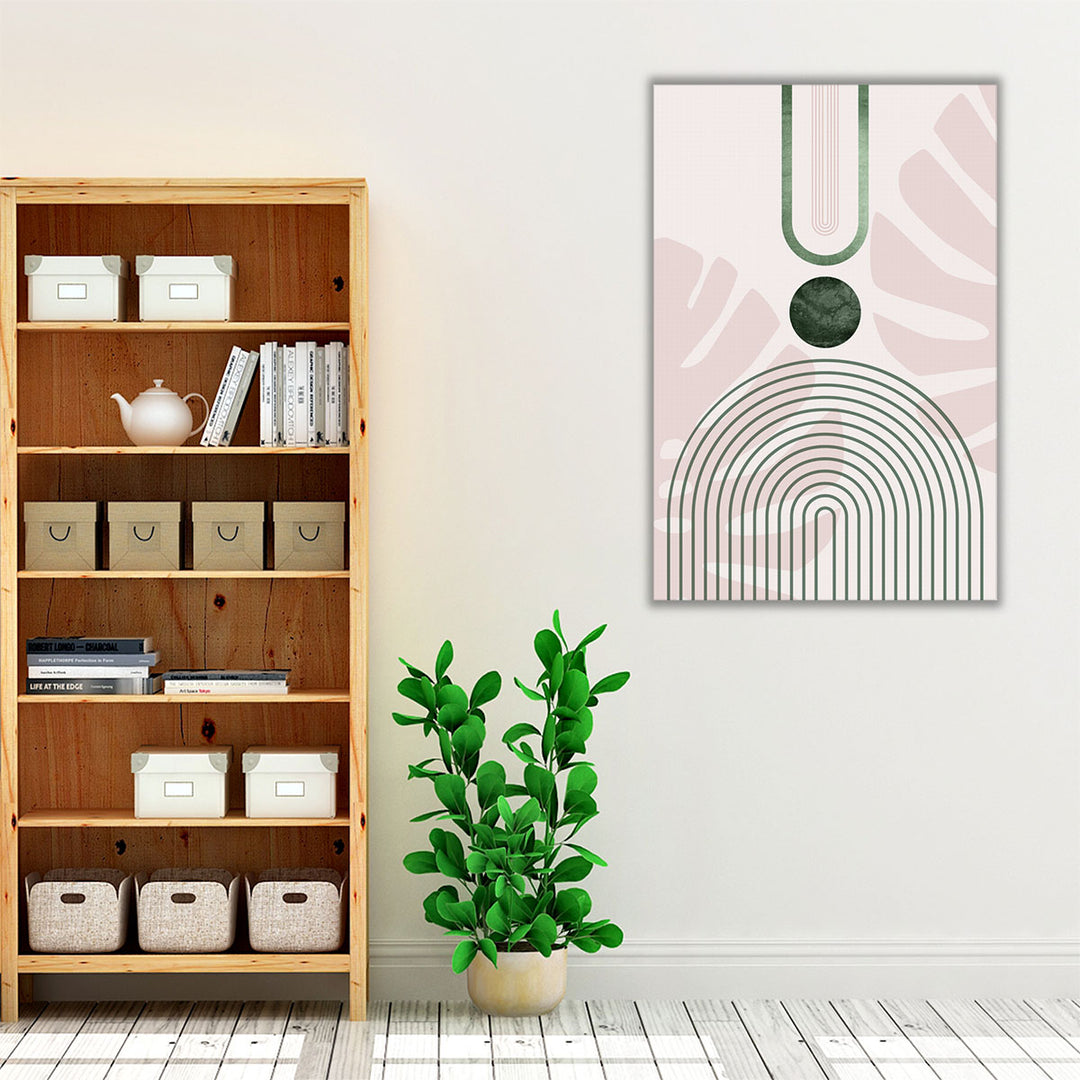 Pink Green MidCentury Botanical 3 - Canvas Print Wall Art