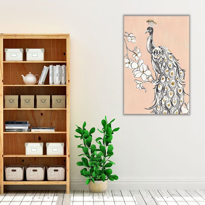 Peacock in Gold II - Canvas Print Wall Art