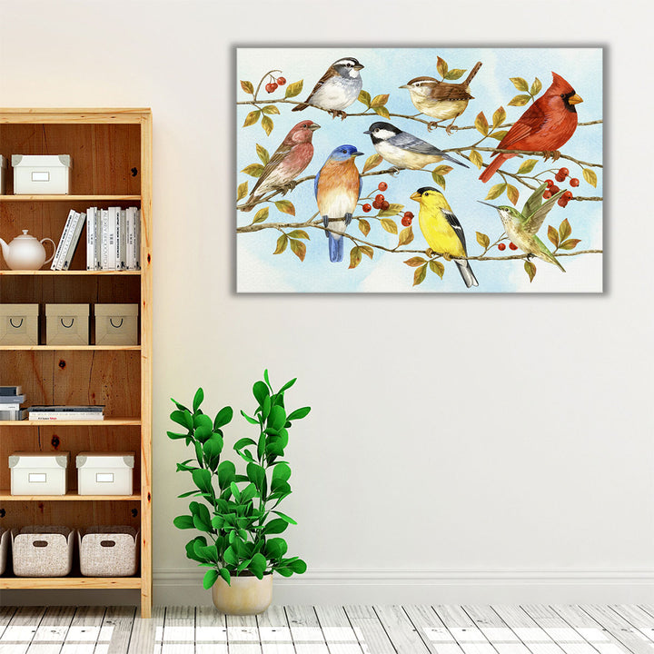 Birds and Berries V - Canvas Print Wall Art