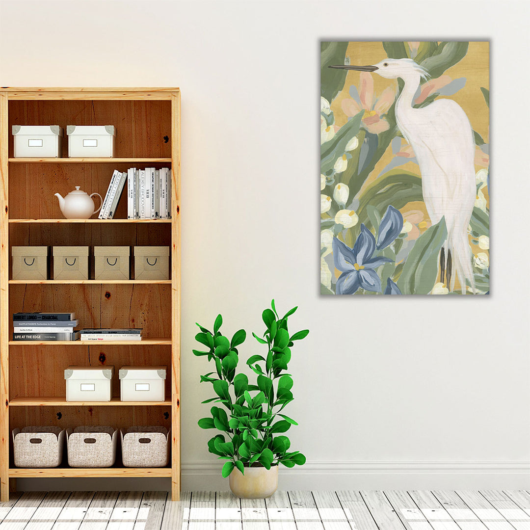 Floral Egret I - Canvas Print Wall Art