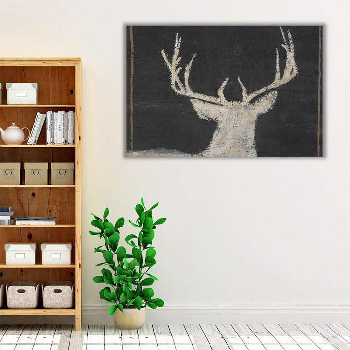 Brow Tine Deer II Black and White - Canvas Print Wall Art