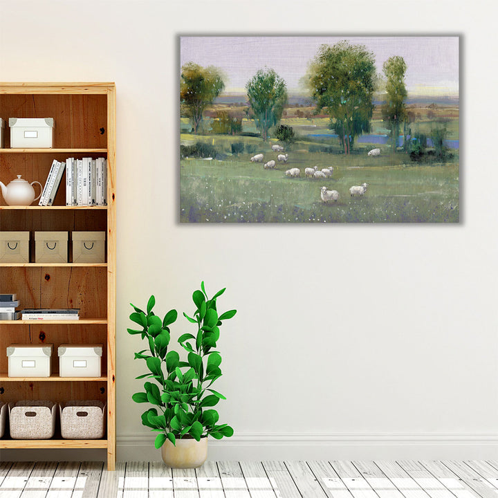 Field Of Sheep I - Canvas Print Wall Art