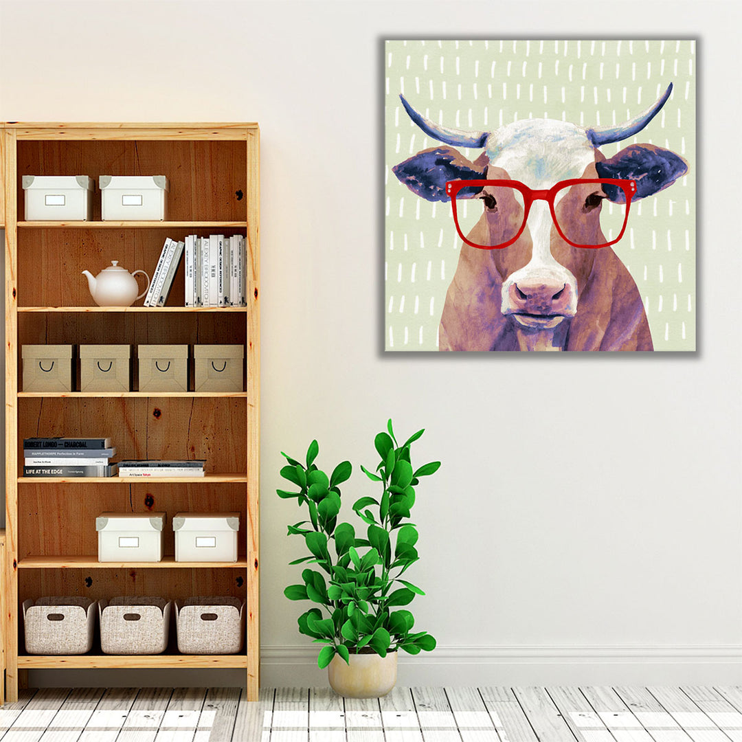 Bespectacled Bovine I - Canvas Print Wall Art