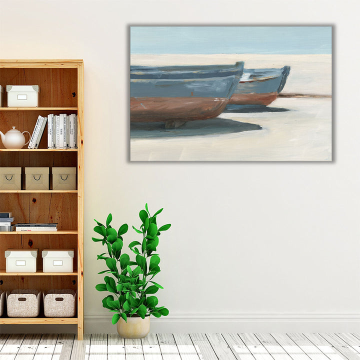 Beached Blue Boats I - Canvas Print Wall Art