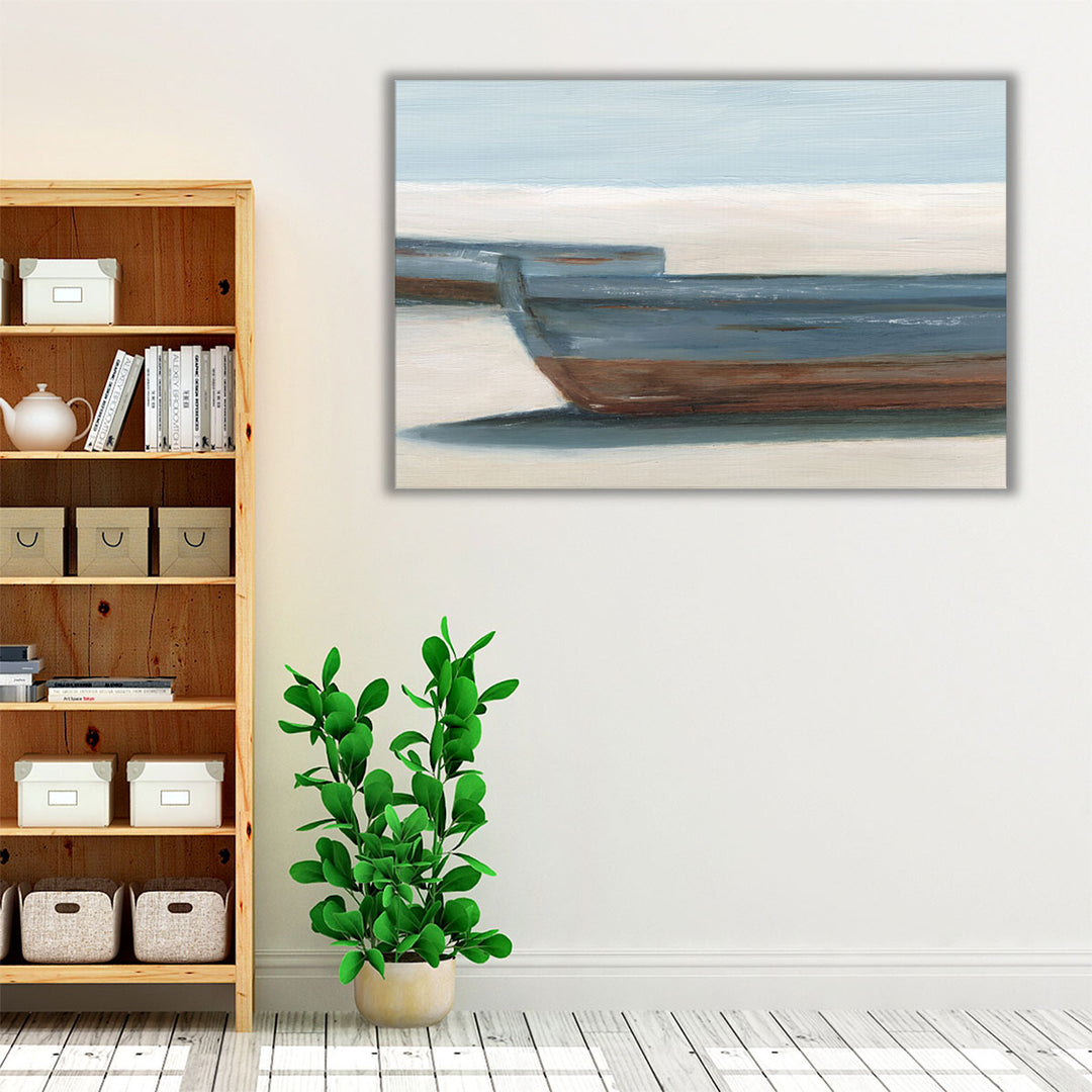 Beached Blue Boats II - Canvas Print Wall Art