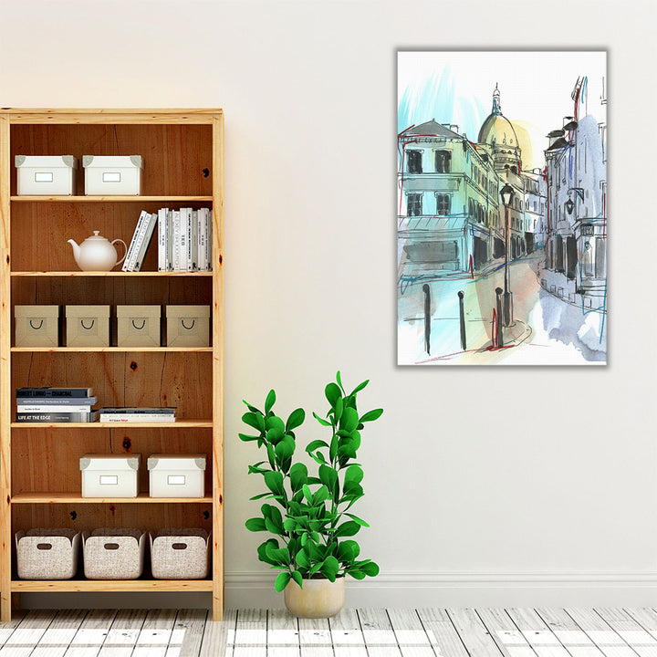 European Street Sketch I - Canvas Print Wall Art