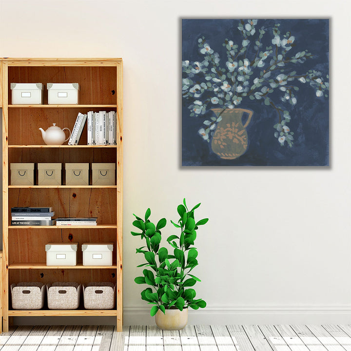 Midnight Indigo Blooms II - Canvas Print Wall Art