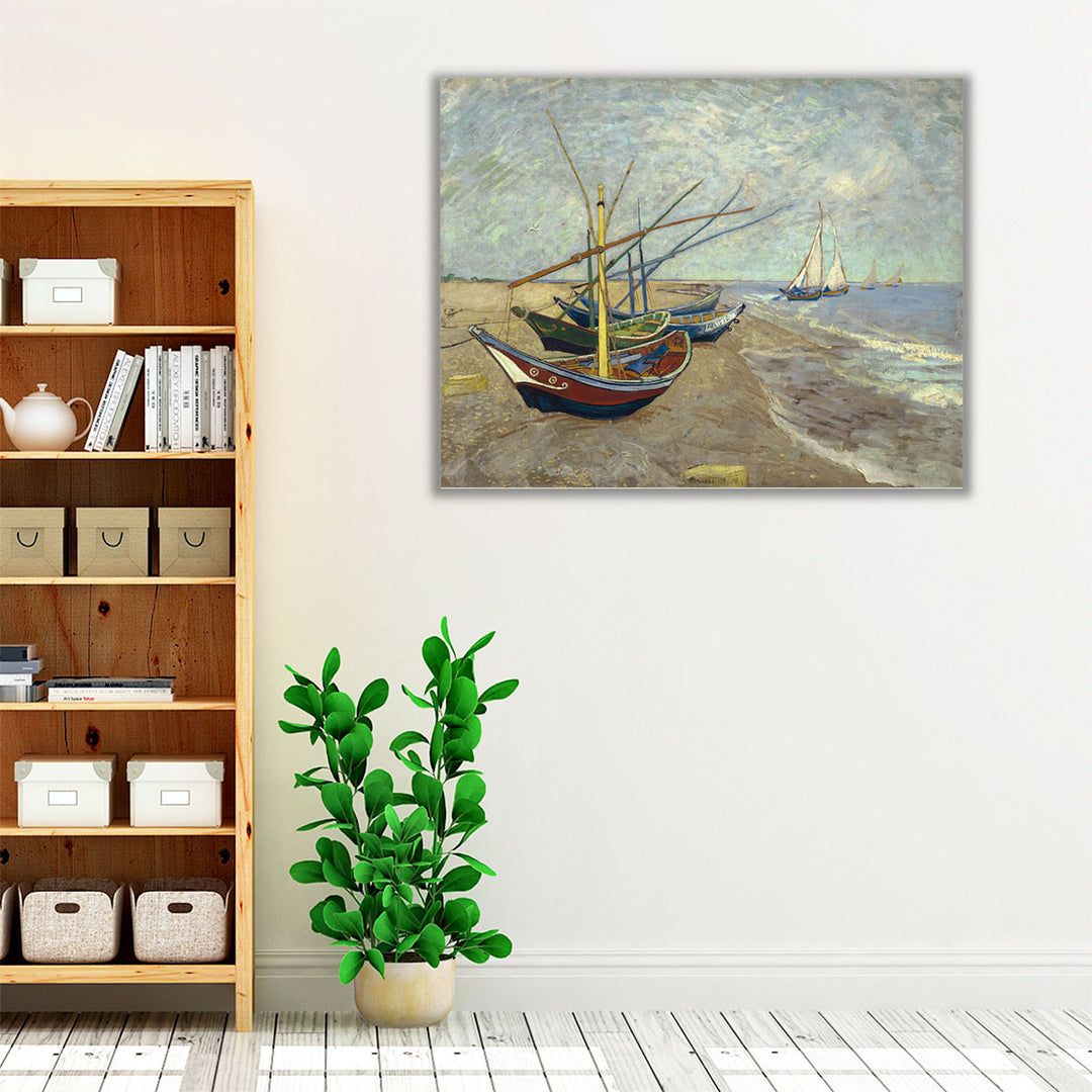 Fishing Boats on the Beach at Saintes-Maries, 1888 - Canvas Print Wall Art
