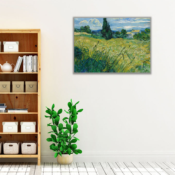 Farmhouse wall art with green scenery