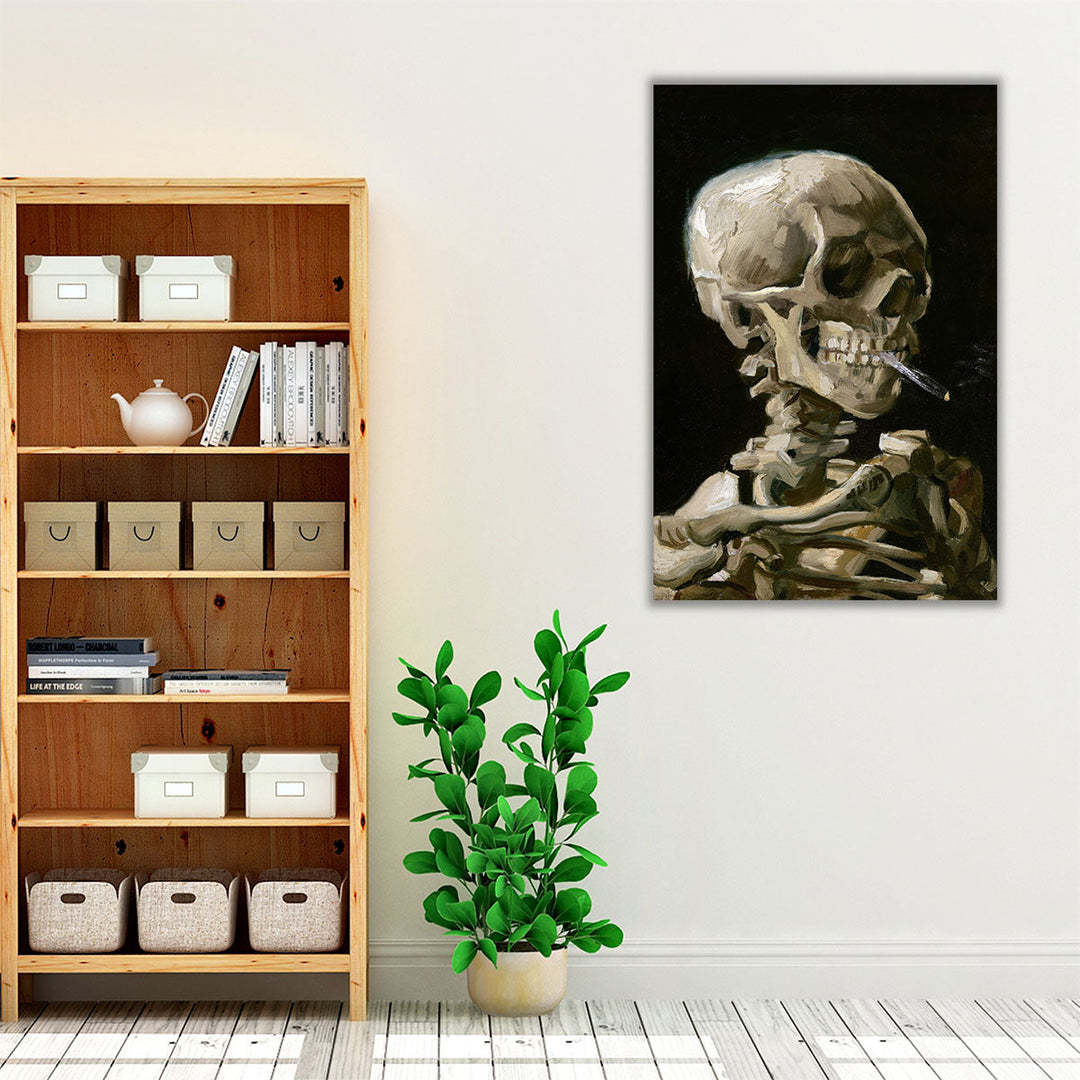 Head of a Skeleton With a Burning Cigarette, 1886 - Canvas Print Wall Art