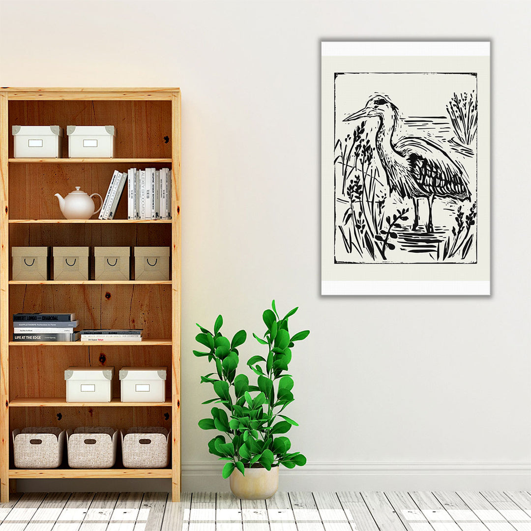 Linocut Style Seabird I - Canvas Print Wall Art