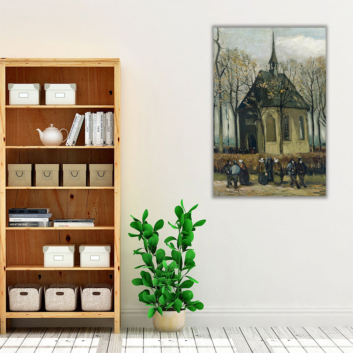 Congregation Leaving the Reformed Church in Nuenen, 1884 - Canvas Print Wall Art