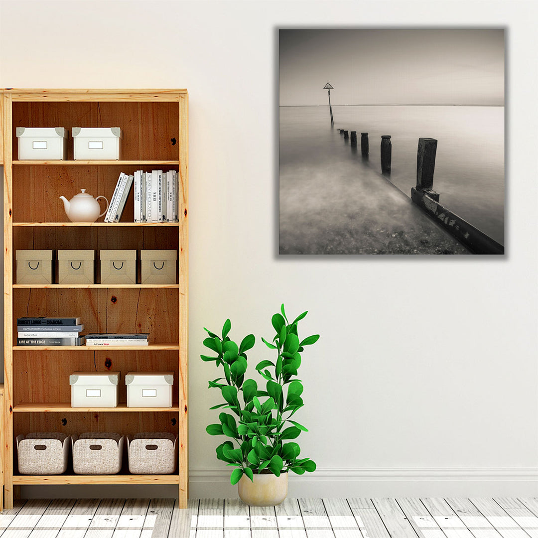 Groynes at Dusk, Hayling Island, UK - Canvas Print Wall Art